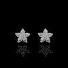 Pendientes de Sier S925 para mujer Pendientes de hierba de cinco hojas de cinco estrellas con aretes de regalo de mosonita de estilo simple y elegante