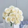 Decoratieve bloemen 10 -st ivoorrozen kunstmatige nep zijden realistische bouquet met lange stengels voor bruiloft thuisparty