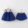 Robes de fille d'été bébé fille set enfant couleur couleur suspension shorts décontractés de vêtements d'extérieur décontractés