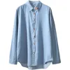Женские блузки мягкая джинсовая рубашка Mori Girl 2024 весна летняя мода Свободная кардигана Леди Блузы Женщина Йойкамомо