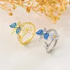 Cluster Rings Fashion Butterfly Ring For Women Adjustable Opening Exquisite Retro Trend Flower Shape Hand Accessory Jewelry