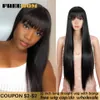 Синтетические парики бесплатно длинный прямой парик с челкой женской синтетической белой пурпурной омбре-устойчивой ролевой ролевой волокна Q240427