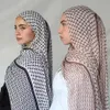 Bandanas Durag 2024 Den nya palestinska halsduken Kefiye Womens tryckt Chiffon Headscarf Muslim Womens Long Shawl 180 * 70cm 240426