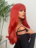 Female fake hair influencer big waves long curly hair red fashion Halloween show wig headpiece