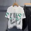 Tasarımcı Gömlek Moda Trend Mürekkep Baskı Drawstring Çok yönlü Üst İlkbahar/Yaz Boş Zamanlar Gençlik Erkekler Giyim T-Shirt