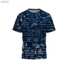 Camisetas para hombres New Summer Mens Retro Math Formula Patrón de productos químicos Tendencia casual Y2K Camiseta redonda de manga redonda Topxw