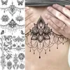 67qz Tattoo Transfer Lotus Henna Mandala Brust Temporäre Tattoos für Frauen Unterboob für Erwachsene Schmetterlingsschildkröte Löwe Gefälschte Tattoo sexy wasserdichte Tatoos 240427
