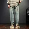 Men's Jeans Retro Blue Hare Pants Mens Loose Set 2023 Spring/Summer Wide Leg Denim Trousers Clothing Bag Q240427