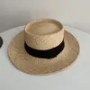 Szerokie grzbiet słomy fedora hat band band hats hats kobiety tkane słońce letnie holidaty Panama 240423
