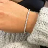 Partipris 3mm S925 Silver med kubiska zirkoniumdiamantennisarmbandkedja i lager Hiphop -halsbandsmycken