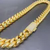 Partihandel Luxury Iced Out Cuban Link Chain 18 MM Moissanite 925 Silver Necklace For Men Hip Hop Gift 16K Gold Platinum Plated