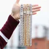 Luxury Iced Out 2 Rows CZ Diamond Cuban Link Chain 18k Gold Plated Brass Cadenas Heavy Fashion Hip Hop Jewelry Necklace For Men