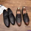 Dress Shoes Crocodile Vintage Fashion Men Formal Casual Leather Business Wedding Loafers Designer Brogue Office
