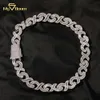 15mm Hip Hop Iced Out Moissanite Miami Cuban Chain 925 Sterling Silver Iced Infinity Cuban Link Necklace