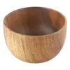 Bowls 1pc Salad Bowl Wooden Whole Wood Pure Hand Grinding Mellow Smooth Anti-fall Home Kitchen Tool Accessories High Quality