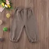 Trousers Preschool baby girl boy pants pleated cotton vintage Bloomer long leg solid pants 6M-4TL2404