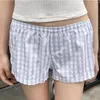 Women's Shorts Cotton Plaid For Women Summer Clothes 2024 High Waist Elastic Kawaii Cute Skort Girls 2000s Y2K Youthful