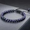 Bracelet de perle de grès Blue de 8 mm de 8 mm et adapté aux femmes à la main de pierre naturelle arborescence bijoux de poignet brillant