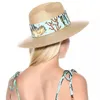 Chave de palha de trigo Panamá Fedora Top Hat Flat Women Summer Beach Brim Brim Jazz Cap com fita para designer de festas de férias 240423