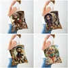 Storage Bags Canvas Women Shopper Bag Cute Cartoon Girl Shopping Double Print Reusable Foldable Children Gift Travel Lady Tote Handbag