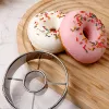 Mögel silver rostfritt stål donut mögel kakor dekorera verktyg diy desserter runda brödskärare kök hem bakmaterial