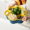 Plaques personnalisables grandes paniers de légumes séparés multi-fonctions bassins de lavage à double couche plaque de pot rotation