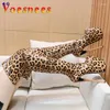 Boots Leopard Print Over-the-Knee Long Waterproof Platform Nightclub Steel Tube Dancing Shoes 19CM Super Heels Stretch Zip Shoe