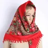 Bandanas Durag 90 * 90cm retro printed square headscarf suitable for womens traditional tassel shawl cotton blend headscarf windproof headscarf 240426