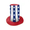 Bérets Independence Day Hat Cotton Blue High Backet Cap Star Imprimez Fedoras Holiday Party Cosplay Costume Performance Festival