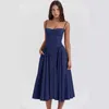 기본 캐주얼 드레스 디자이너 드레스 여름 치마 새로운 프랑스 긴 드레스 스타일 도파민 착용 스트랩 드레스 소녀