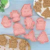 Moulds 8Pcs Christmas Cookie Cutters Santa Claus Snowflake Cookie Molds Biscuits Embosser Stamp Christmas Baking Accessories Decoration