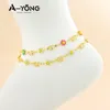 Bracelet bracelet de cheville Ayong Ayong Bracelet 18k Gold Folates arabes africaines Flower Flower Link Girls Girls Ankles Bracelets Bijoux Cadeaux