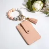 Keychains Wristlet Keychain Armband Wallet Car Keyring With Tassel Bangle Card Holder Po ID Initial Charm Wristband Nyckelkedja för män