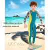 Ternos Onepiece Childres Meio de banho infantil meninos de manga longa Proteção solar (incluindo bonés de natação)