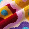 Dywany y2k coloful groovy psychodeliczny okrągły ręcznie robiony kępki dywan do salonu sypialnia retro dywan pluszowy okrąg streszczenie dywan sztuki