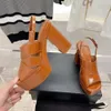 Slingback platform sandals Pumps Lacquer leather chunky heel Exposed toe Evening shoes women's luxury designer high heels Factory footwear 35-41 with box