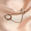 Stift 1 Piece Silber Farbe Edelstahl Doppelohr -Loch Kette Quaste Hoop Ohrringe für Frauen Männer beliebter Kaltstil Modeschmuck