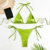 Swimwear pour femmes Bronzing Surface Halter Bra Bra Lace-Up Bikini sexy pour le maillot de bain à séchage rapide 2pcs / set