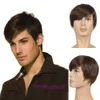 Mens Short Wig fluffy partial handsome dark mens short hair headgear