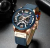 Relógios de pulso Curren Mens Casual Sports Sapatos Blue Top Luxo Militar de couro Militar Watch Mens Assista Moda Timing Watch Q240426