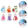 Storage Bottles 6 Pcs Christmas Micro Landscape Cake Decorations Mini Snowman Ornaments Resin Micro-landscape Miniature Statue Tiny Figures