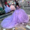 LILAC Lace Quinceanera Robe Robe de balle élégante Appliques de perles Sweet 16 Robe Robe d'anniversaire Corset à lacets