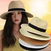 Chapeaux à bord large seau à main le chapeau de paille tissé à la main Summer Womens Couleur Couleur de plage Soleil SURRO RETRO PANAMA ACCESSOIRES À LA MODE Q240427