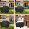Grills LMETJMA Grill Cover Waterproof BBQ Cover Outdoor BBQ Gas Grill Cover Barbecue Smoker Cover with Adjustable Hem Rope JT65