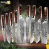 Facas de facas de facas de cozinha 1 3pcs 8 polegadas Chef Facas de aço inoxidável damasco laser faca japonesa Kiritsuke Santoku Slicer