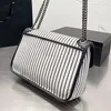 10A Toile de la mode Blanche Blanche Messager Messager Messager Portefeuille Black and Bags Stripes Sac à main