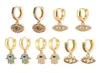 Blue Evil Eye Hoop Earrings Fashion Design 18K Gold Plated Women Cubic Zirconia Fatima Hamsa Hand Pendant Turkish Rhinestone Devil8901757