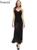 Robes décontractées svoryxiu fête de mode d'été couleur noire élégante magnifique robe en queue de poisson