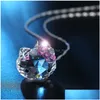 Colliers pendants S925 Sier Crystal autrichien Beau chat chat chat mignon liaison chaîne fille fille de cou collier de cou collier boucles d'oreilles Bracelets dhdvi