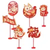 Décoration de fête 2024 ans Ornements de bureau 6pcs Cartoon dragon Handheld Pographie accessoires L21C